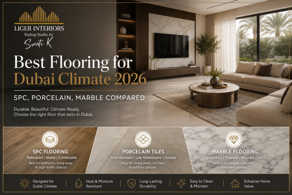 Best Flooring for Dubai Climate 2026 SPC, Porcelain, Marble Compared